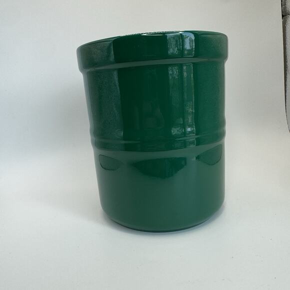 Le Gourmet Chef Utensil‎ holder crock 6” x 5 1/4 Green Stoneware - Picture 1 of 9